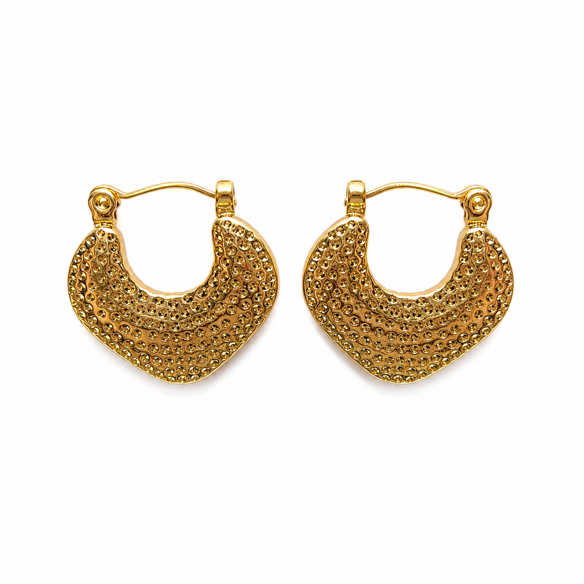 Gold Quilted Chunky Hoop Earrings
