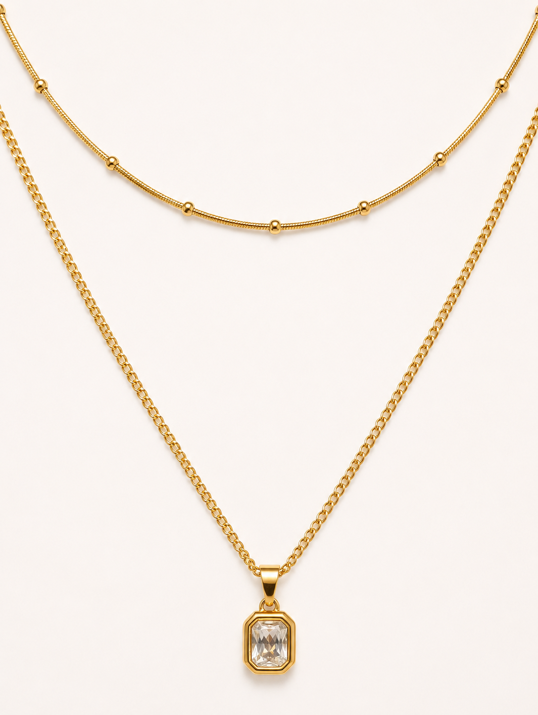 Gold Layered Crystal Pendant Necklace