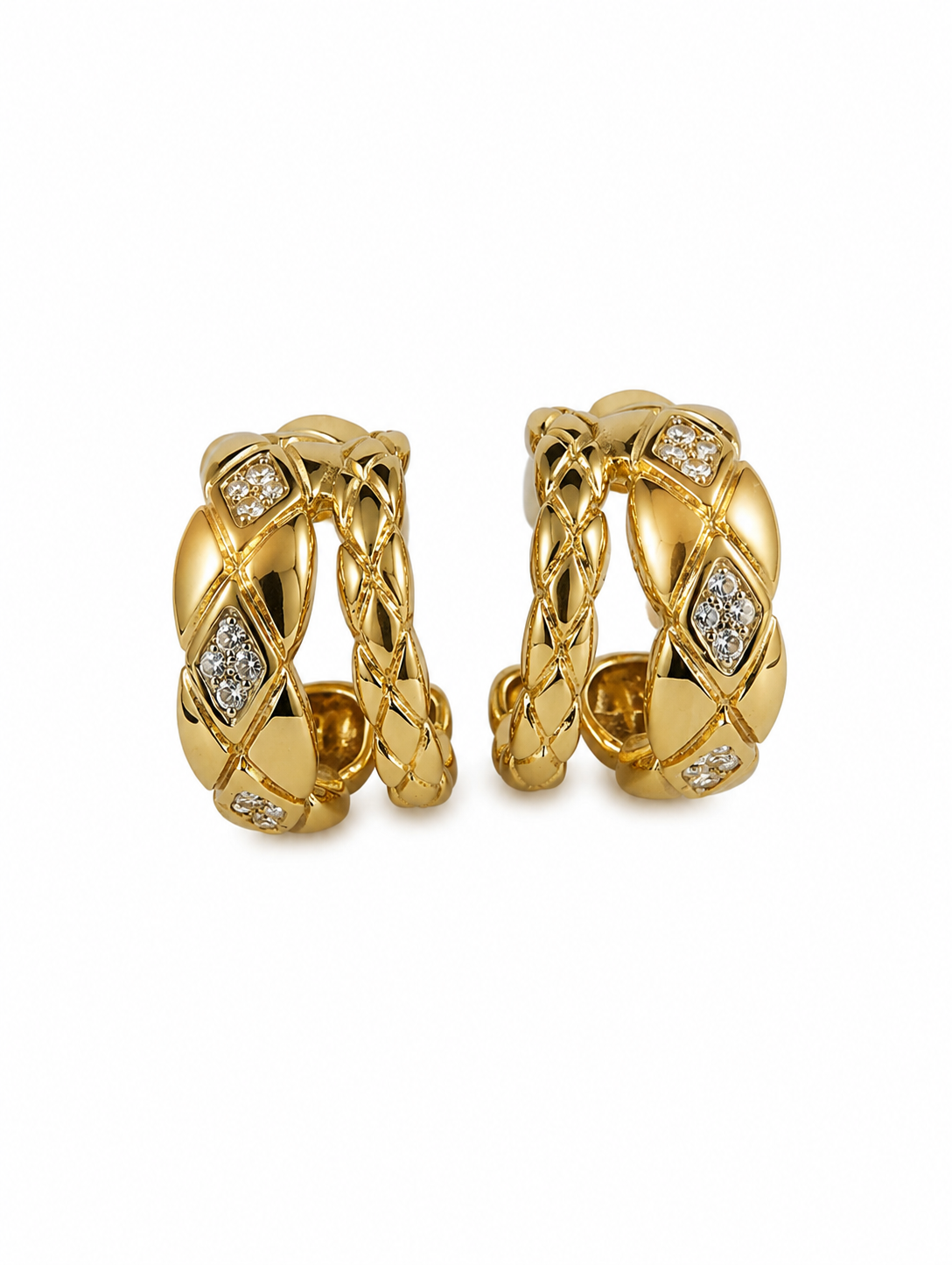 Gold Braided Crystal Hoop Earrings