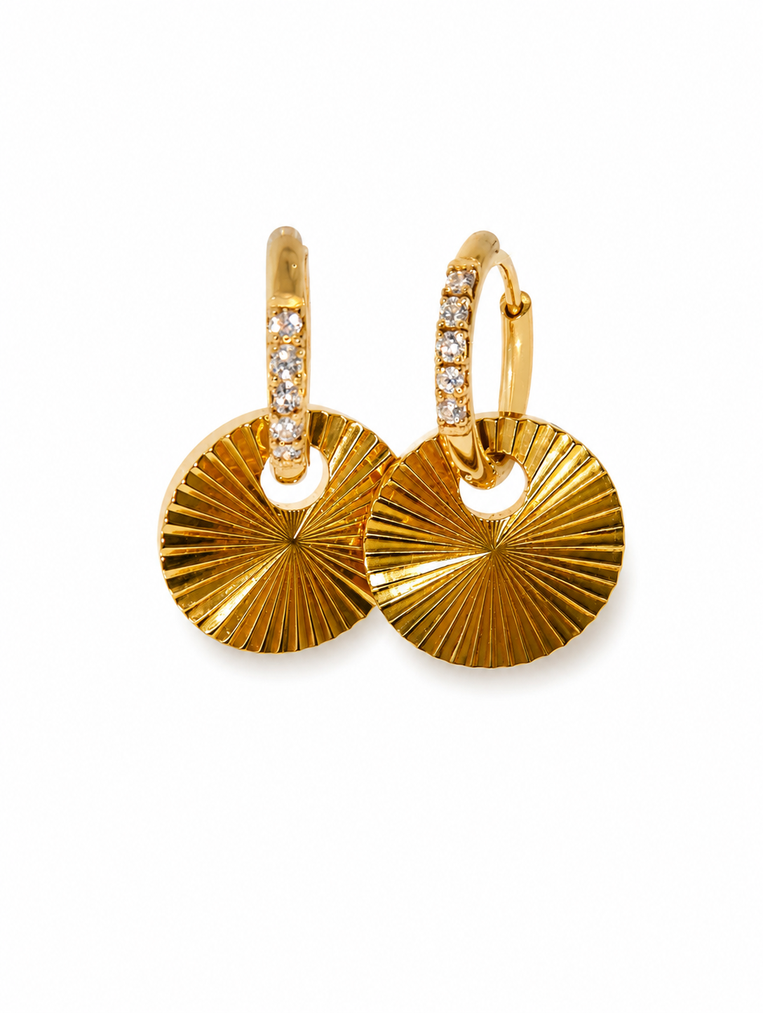 Gold Coin Charm Hoop Earrings