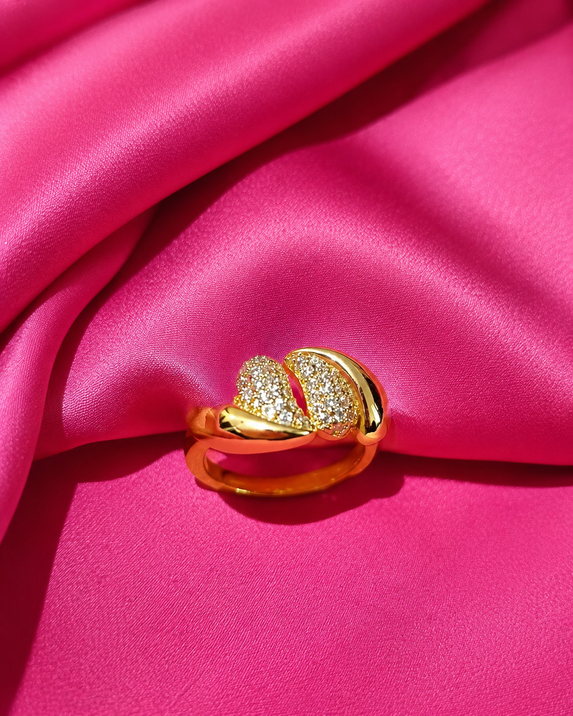Gold Chunky Pavé Crystal Ring