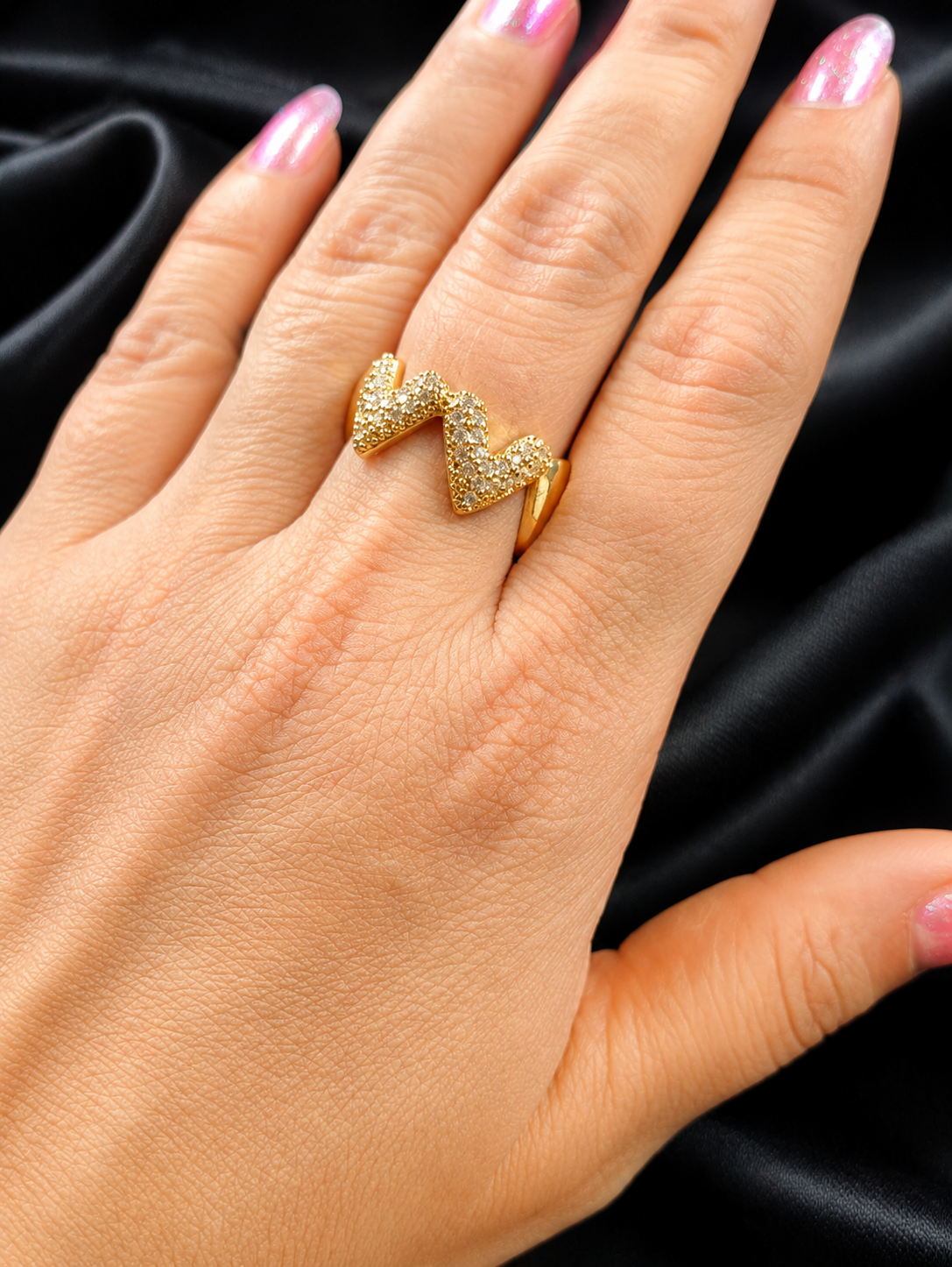 Gold Zigzag Heart Ring