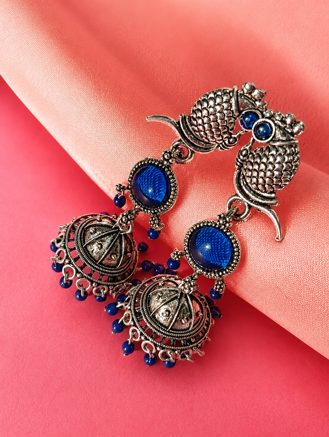 Oxidised Owl Jhumka Earrings