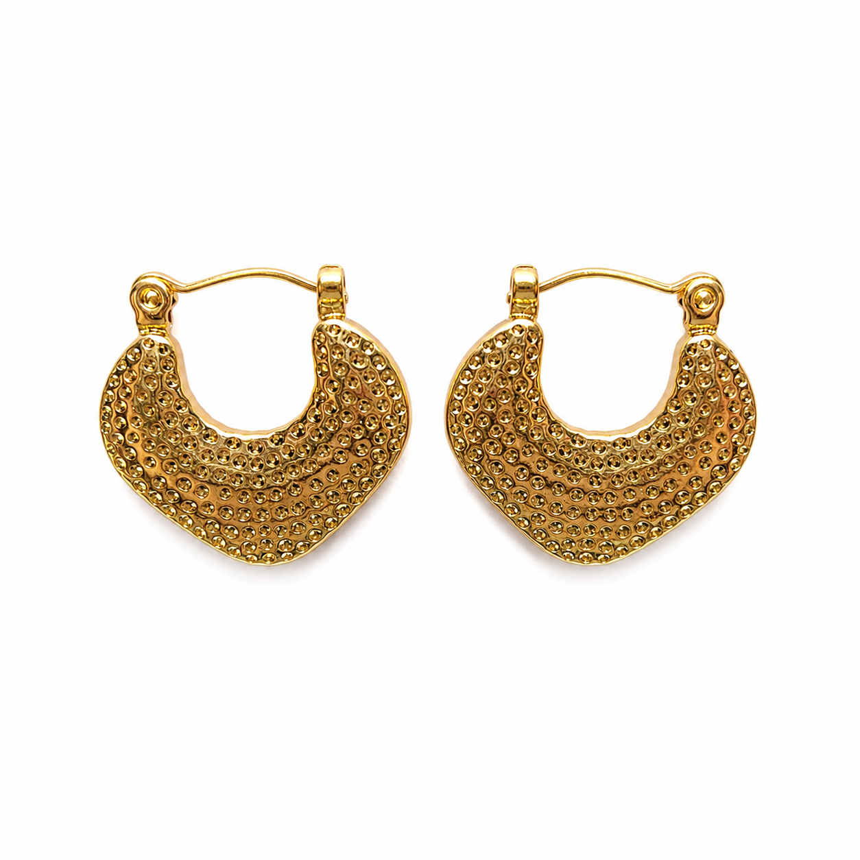 Gold Quilted Chunky Hoop Earrings