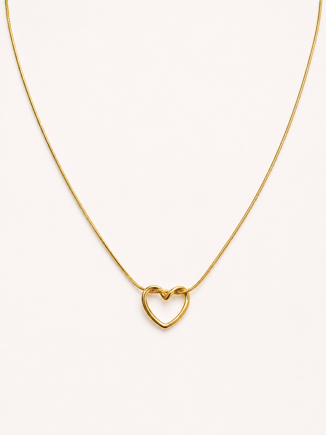 Gold Open Heart Snake Chain Necklace