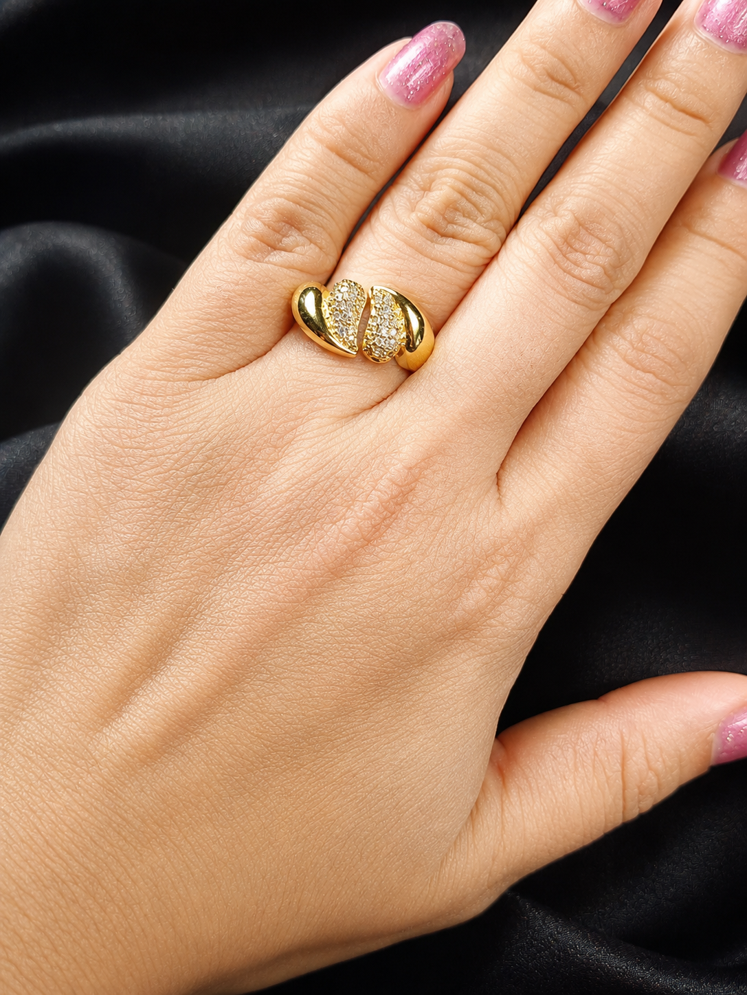 Gold Chunky Pavé Crystal Ring