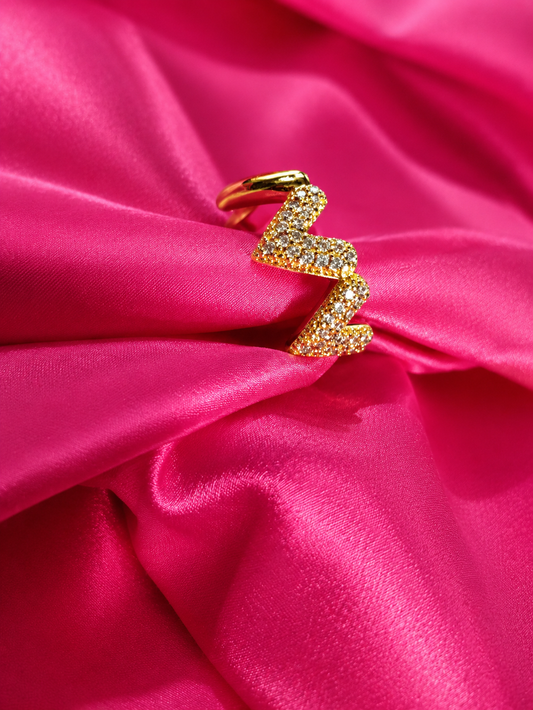 Gold Zigzag Heart Ring