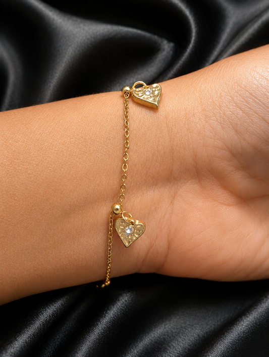 Gold Heart Charm Bracelet