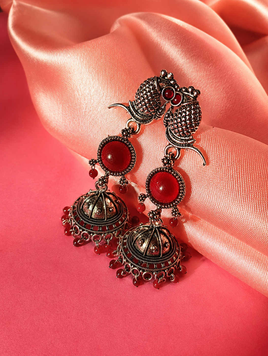 Oxidised Owl Jhumka Earrings
