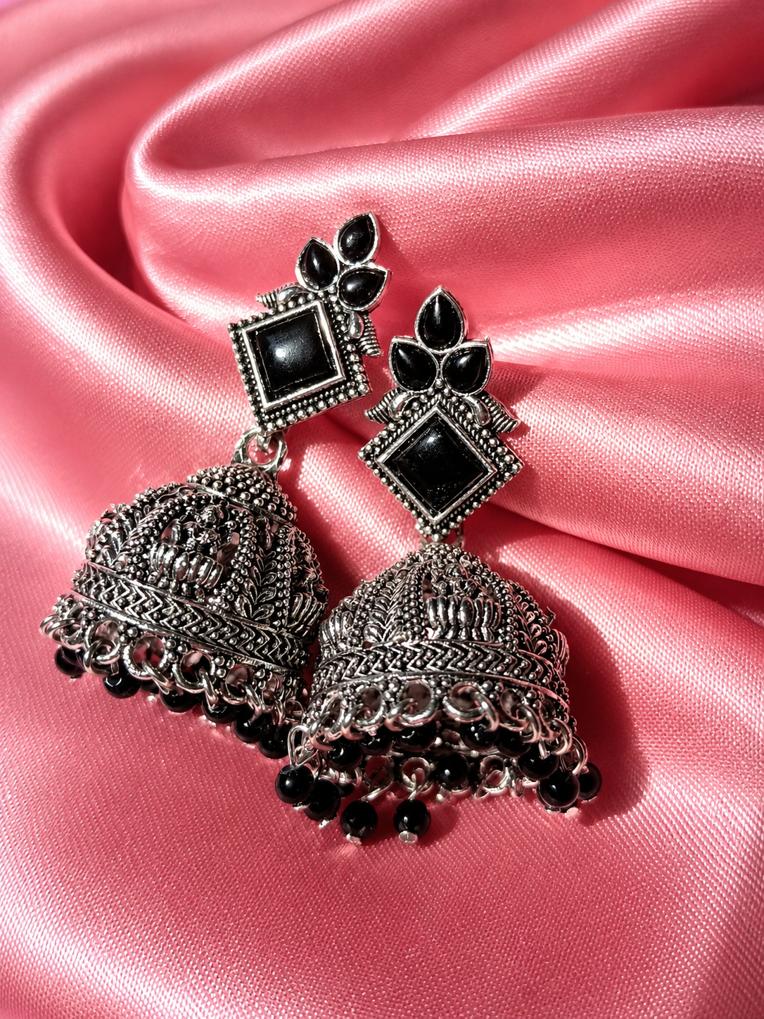 Midnight Oxidised Jhumkas