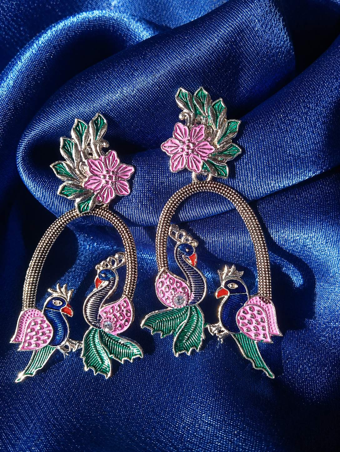 Peacock Floral Statement Earrings