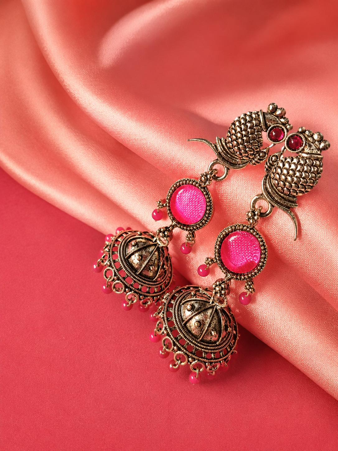 Oxidised Owl Jhumka Earrings