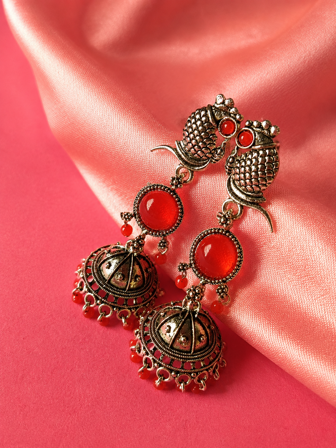 Oxidised Owl Jhumka Earrings