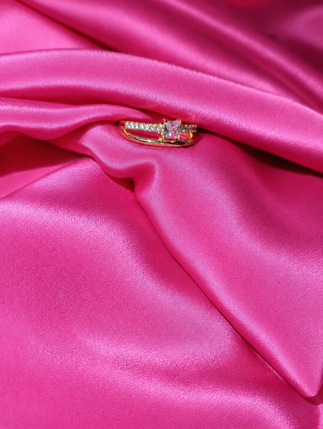 White Crystal Double Band Ring